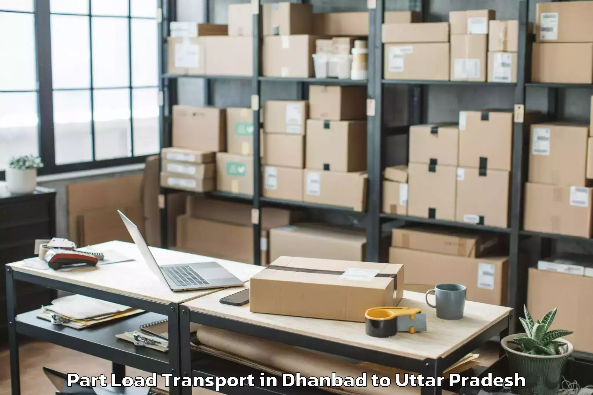 Book Dhanbad to Mahgawan Part Load Transport Online